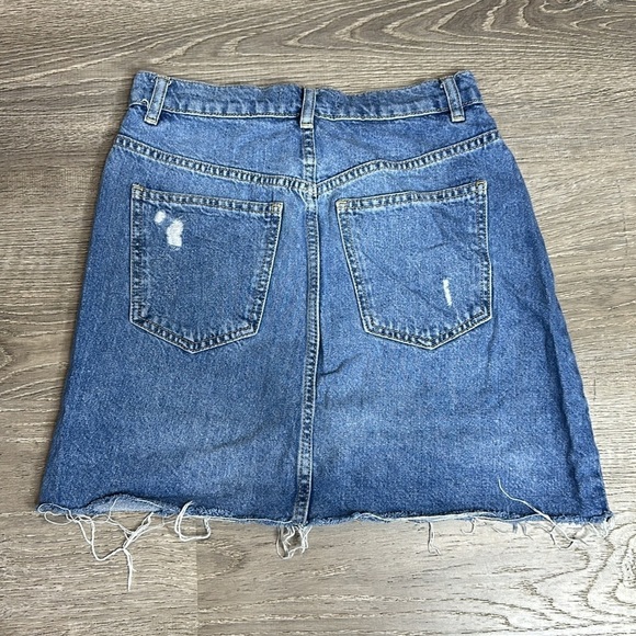 We the Free Free People Hallie Distressed Denim Skirt in Blue Women’s Sz 25 - Picture 6 of 10